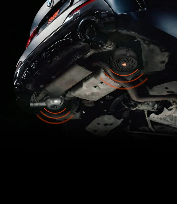THOR speakers installed under a car